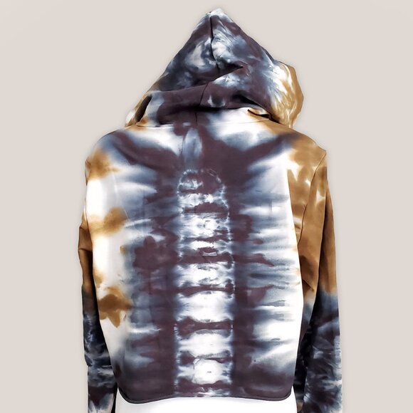 Amber Soul Tie Dye Hoodie Crop Top in Gold and Black by Akasha Sun Hand Dyed - Picture 2 of 3